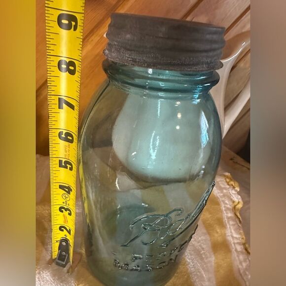 Vintage Blue Mason Jar with Lid - Picture 4 of 4